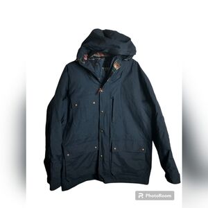 Land's End Men's Lightweight Flannel Navy Parka Jacket, size L